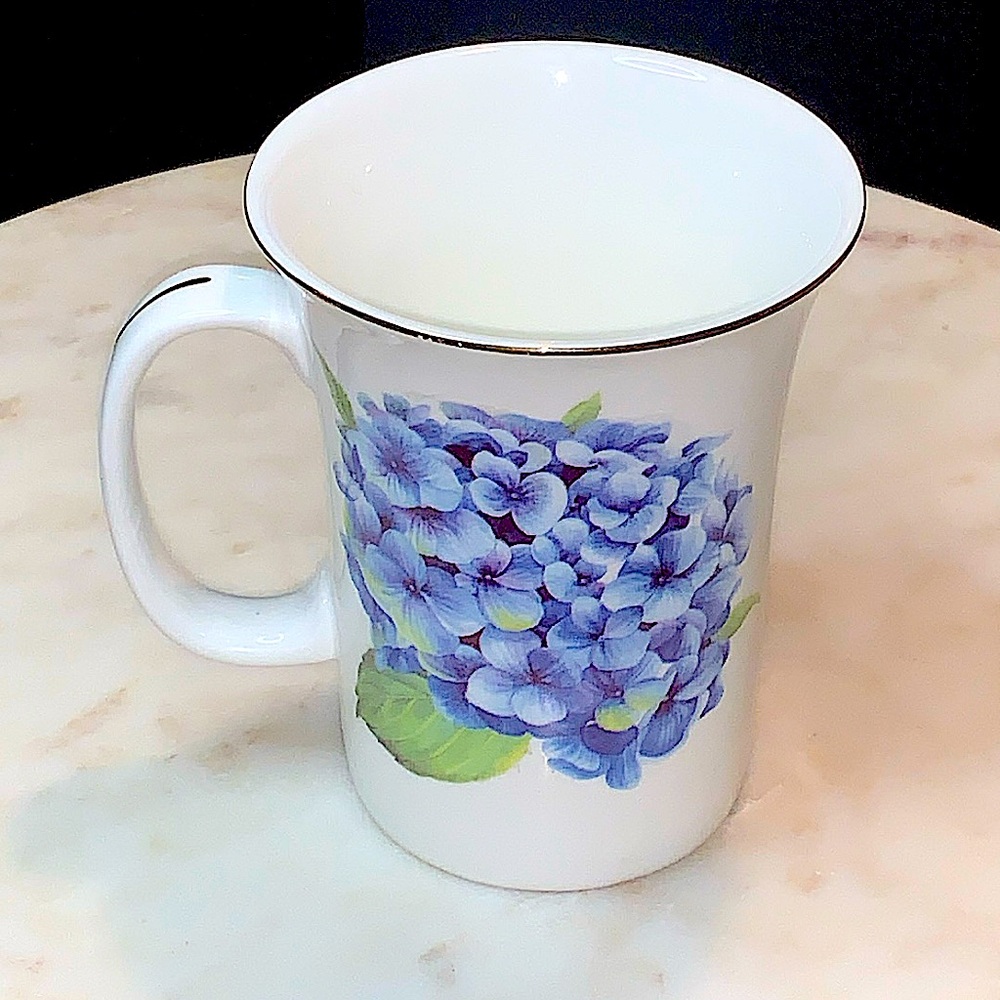 GRACES TEAWARE COFFEE MUG CUP HYDRANGEAS BLUE NEW PORCELAIN